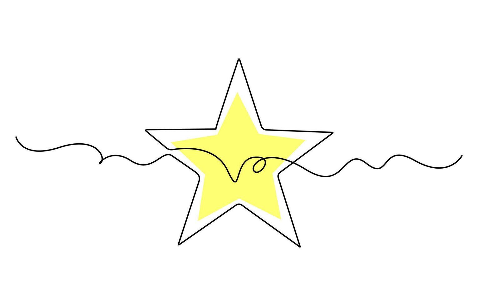 Star in continuous line art vector