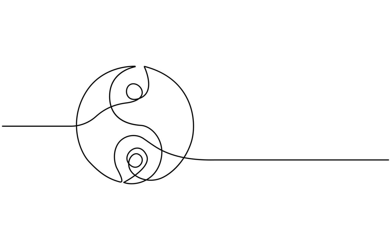 single line drawing of Yin Yang icon vector