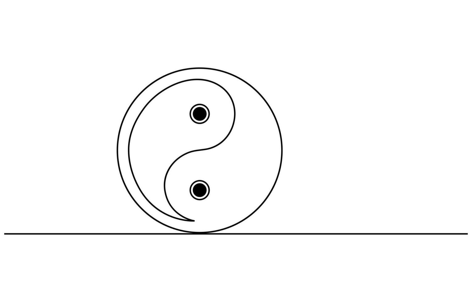 One line drawing of Yin Yang vector