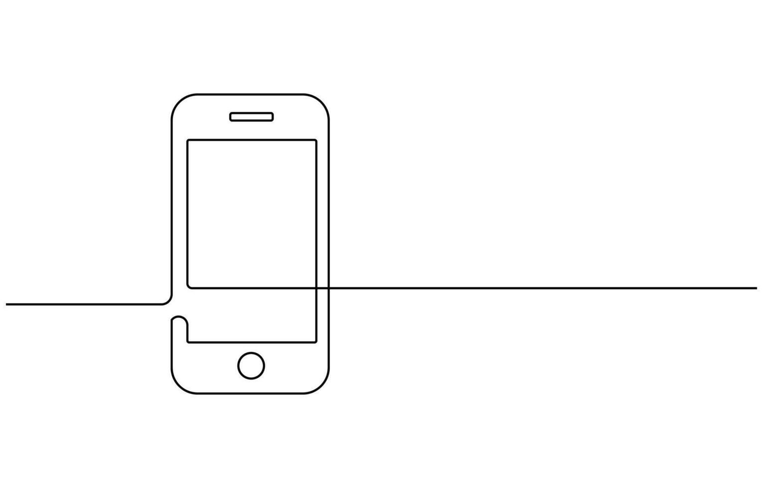 Mobile phone touch screen one line art vector