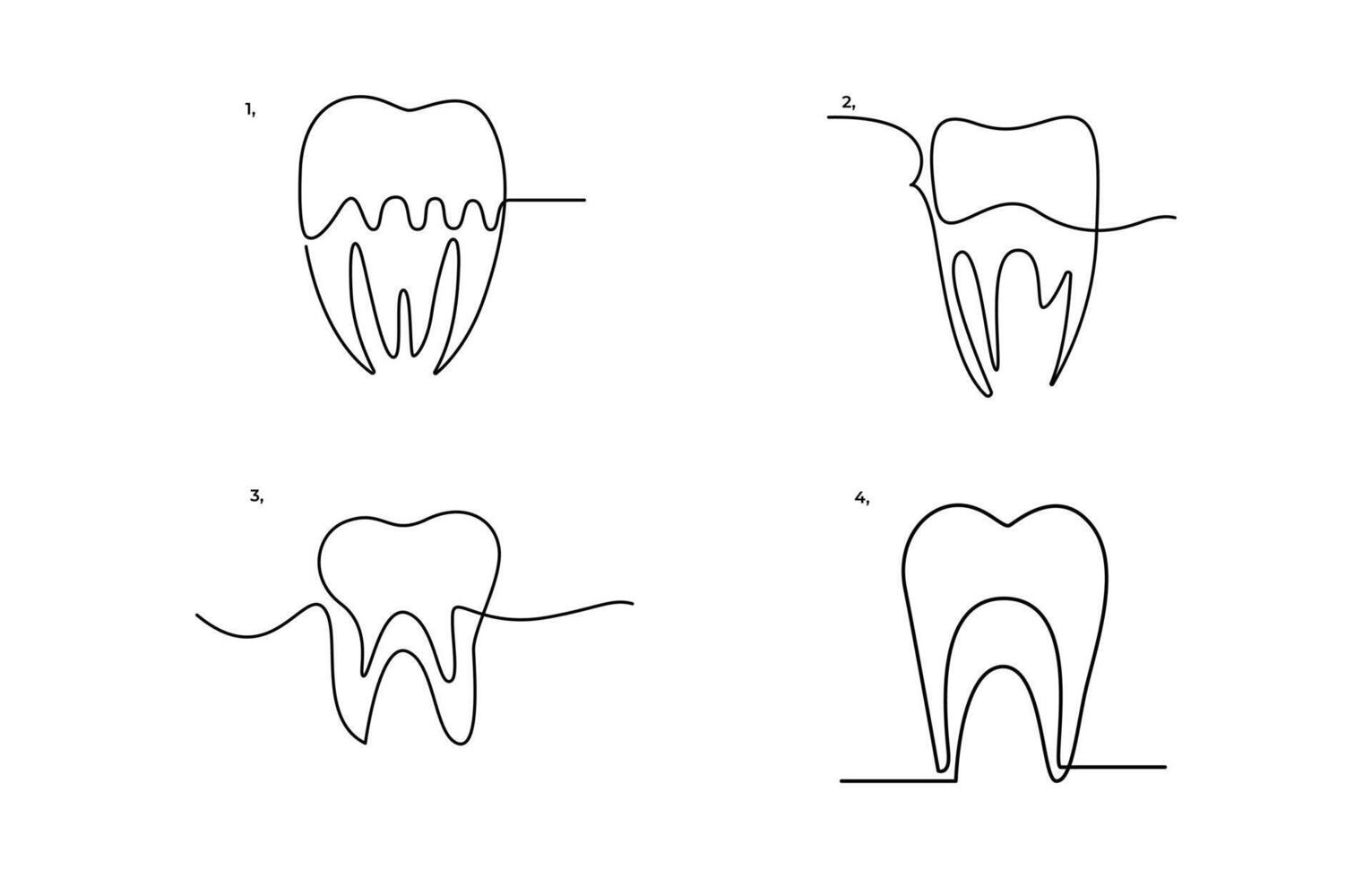 Tooth icon in continuous line drawing vector