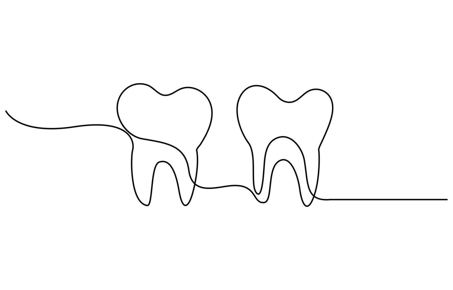 Tooth icon in continuous line drawing style illustration vector