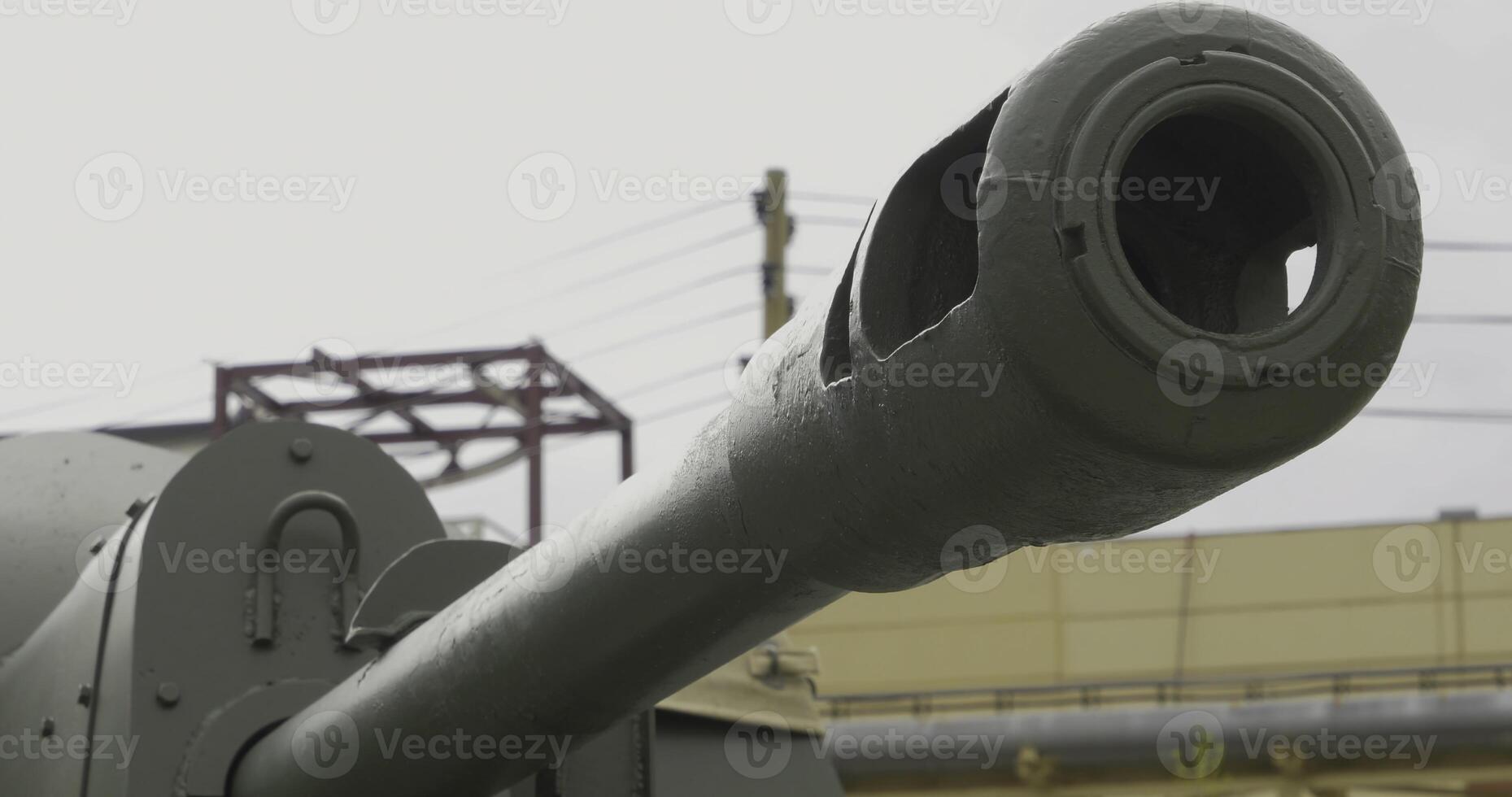 A dramatic sequence highlights a tanks power in an urban setting photo