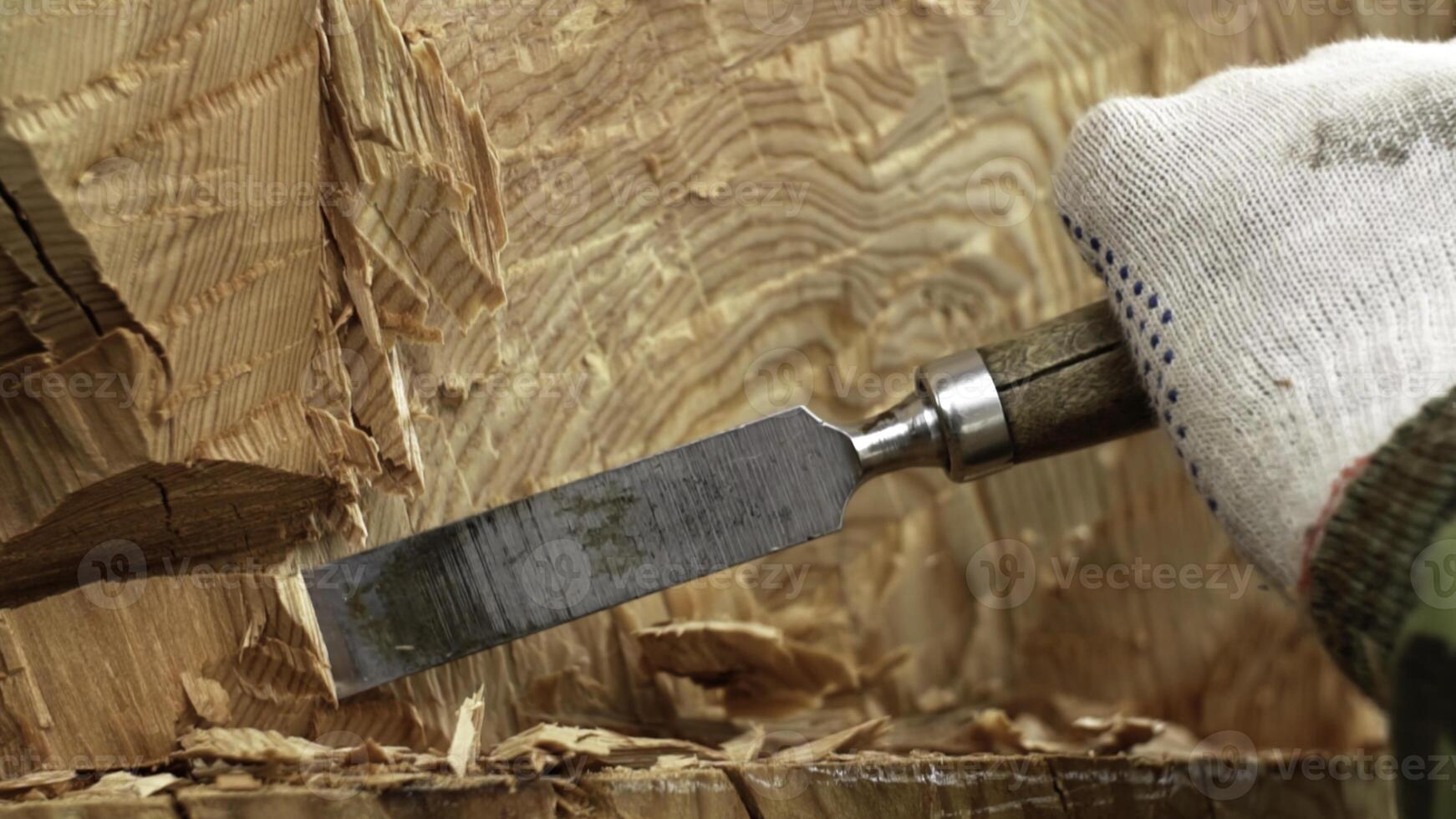 The Art of Craftsmanship in Woodworking Exploring Intricate and Detailed Chisel Work. Stock Clip photo