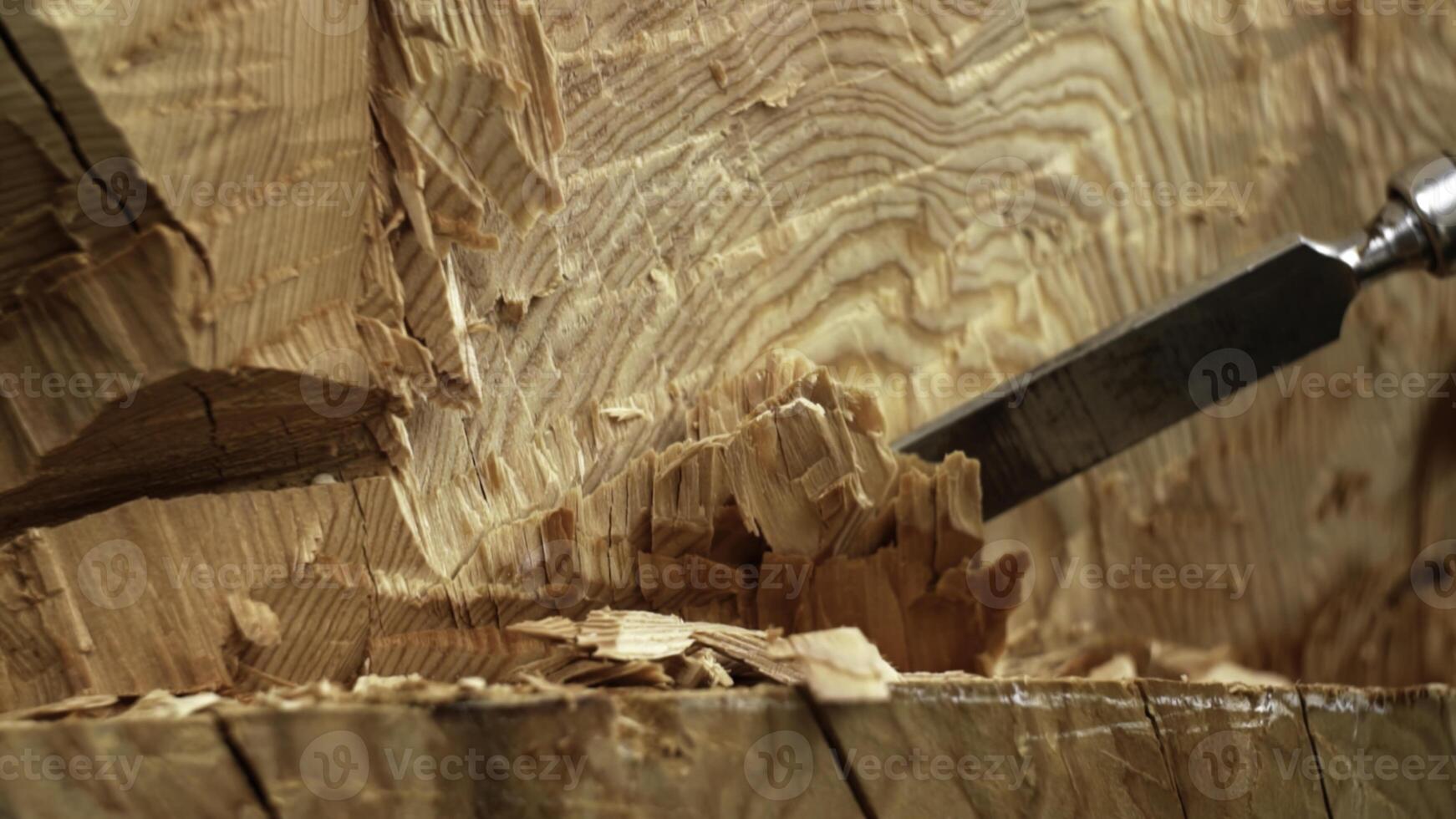 The Art of Craftsmanship in Woodworking Exploring Intricate and Detailed Chisel Work. Stock Clip photo