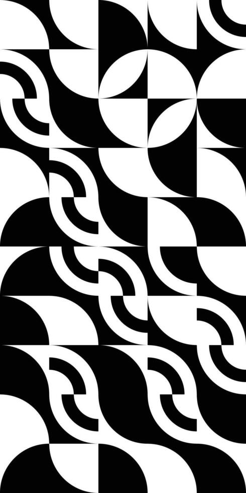 Scandinavian geometric background. Abstract geometric simple shapes pattern with triangles, square and half circle. Monochrome black and white. Geometry minimal style poster vector