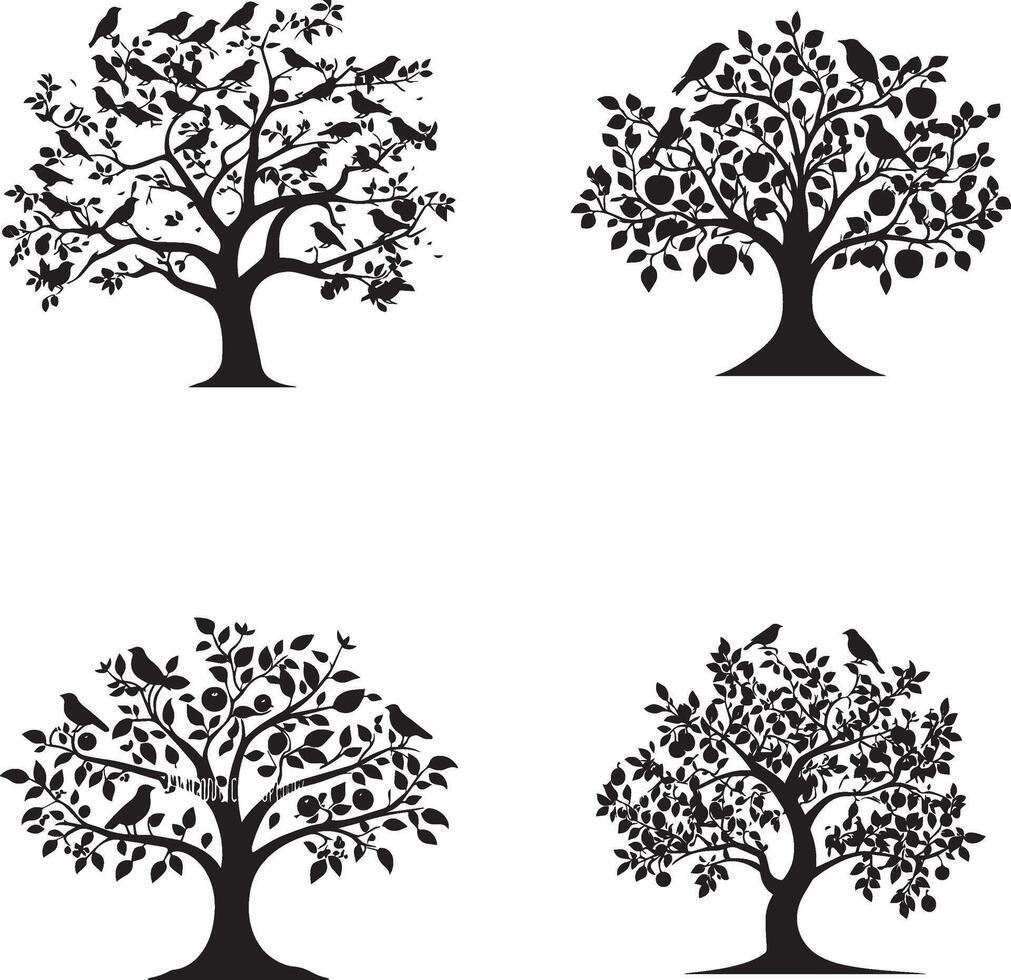 Trees silhouettes isolated on white background vector