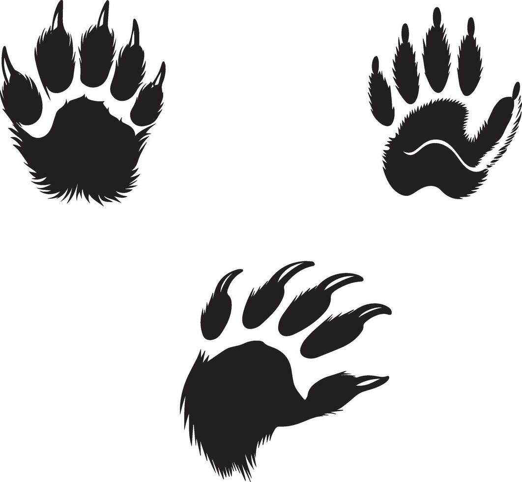 Set of Animal Paw silhouette vector