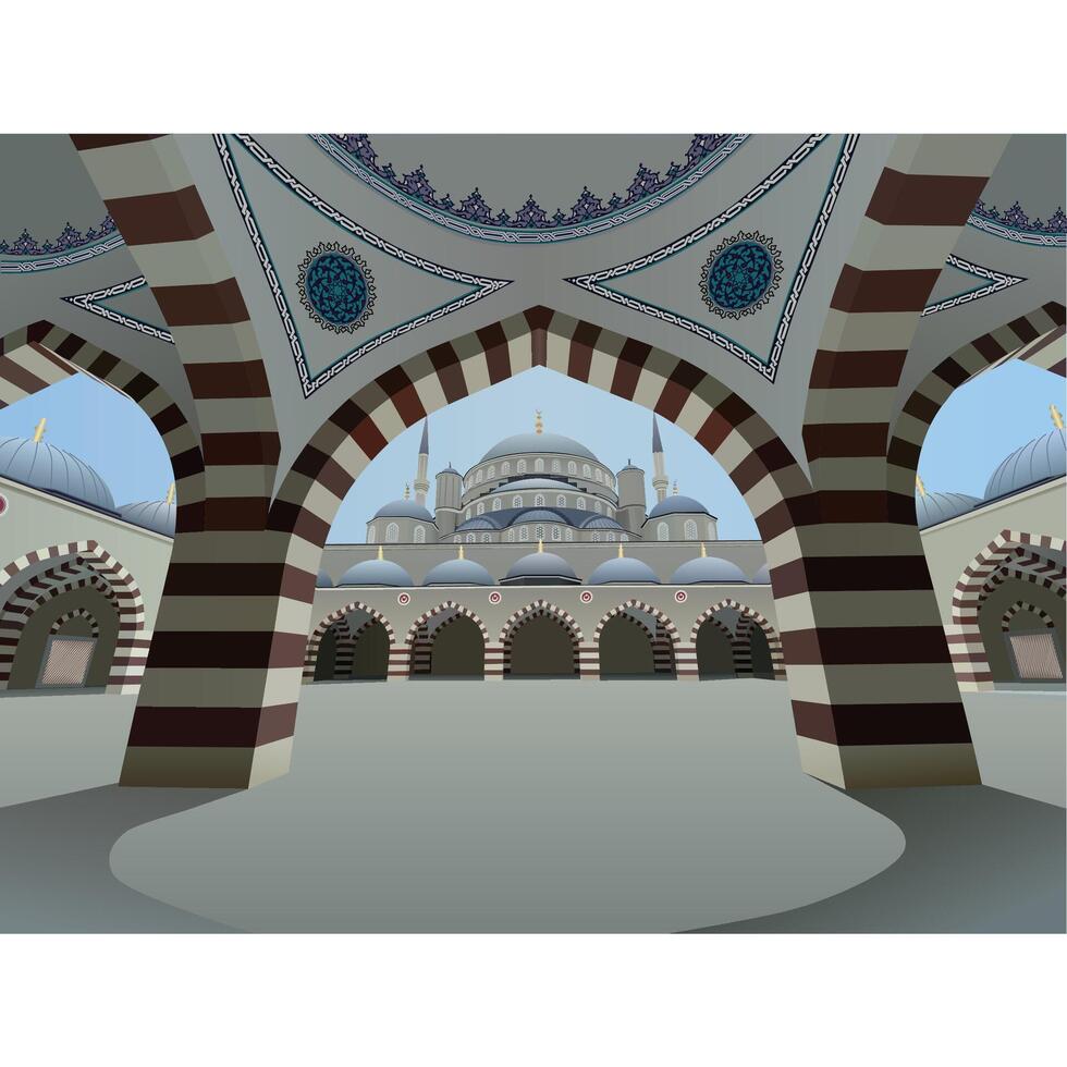 Istanbul Camlica Mosque. Turkish Camlica Camii. The biggest mosque in Turkey. The new mosque and the biggest in Istanbul vector