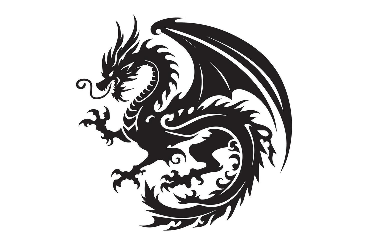 Dragon Silhouettes Illustration in EPS Format Free Download vector