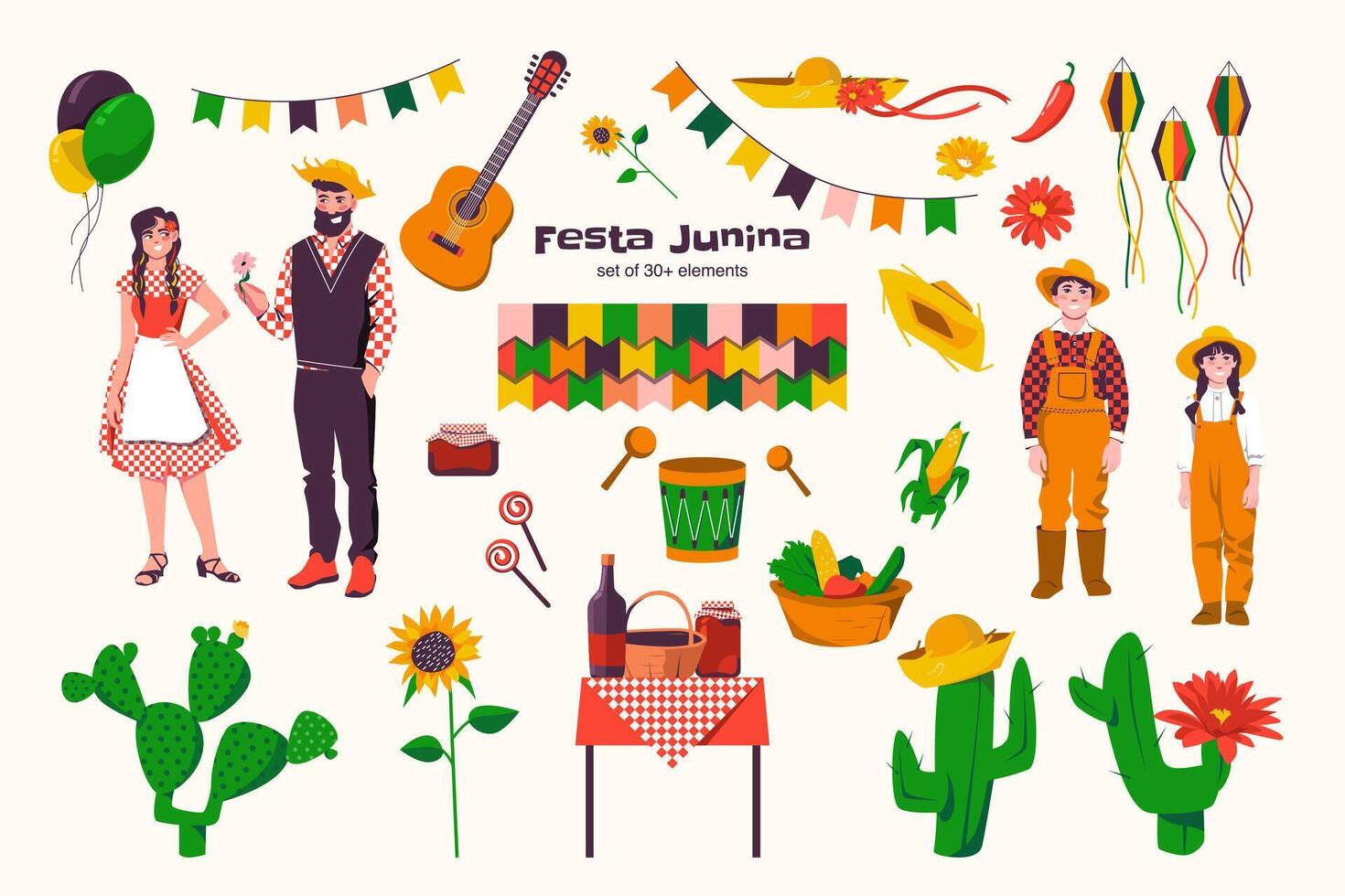Festa Junina Celebration Elements Illustration vector