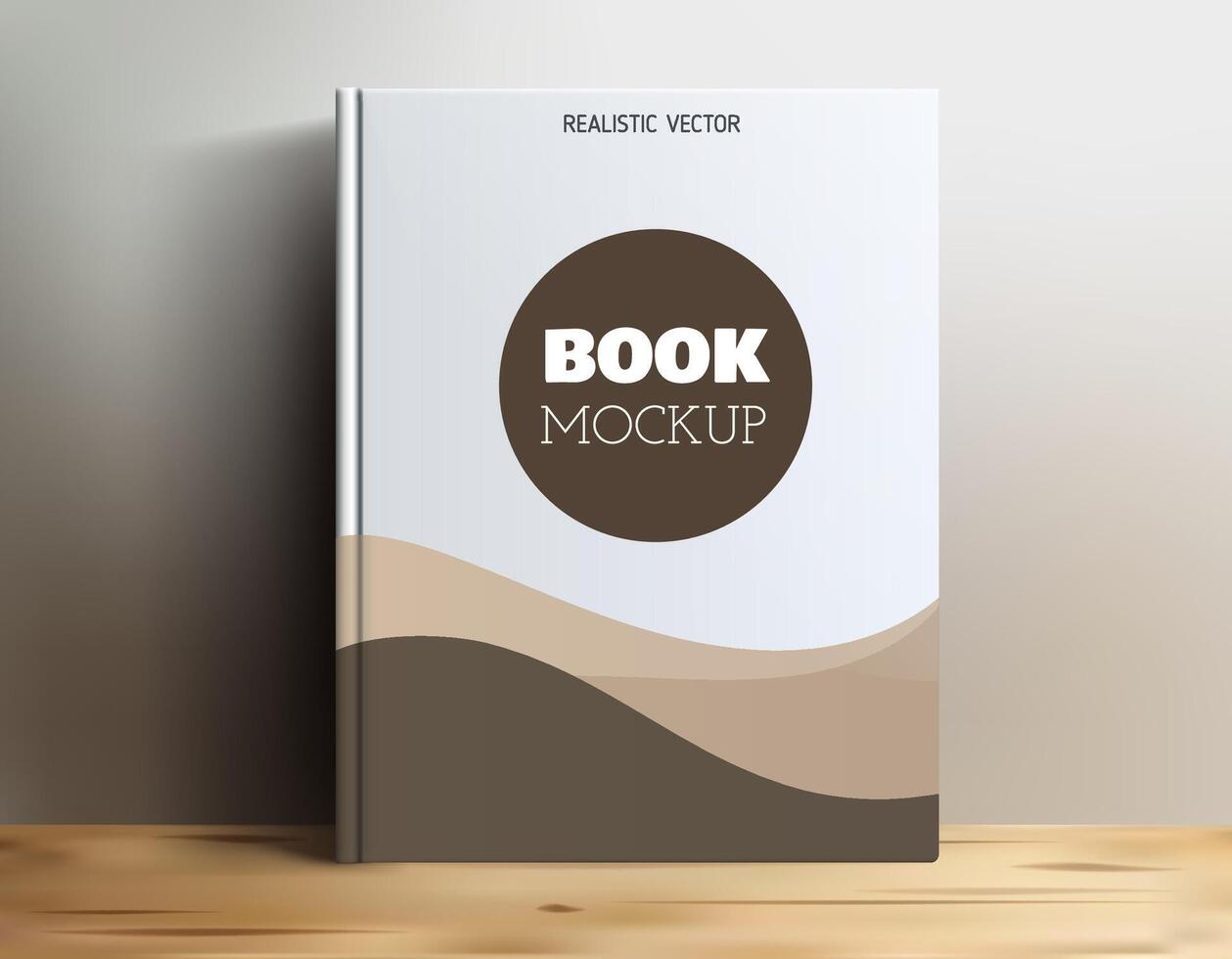 Realistic Book Mockup on Wooden Surface vector