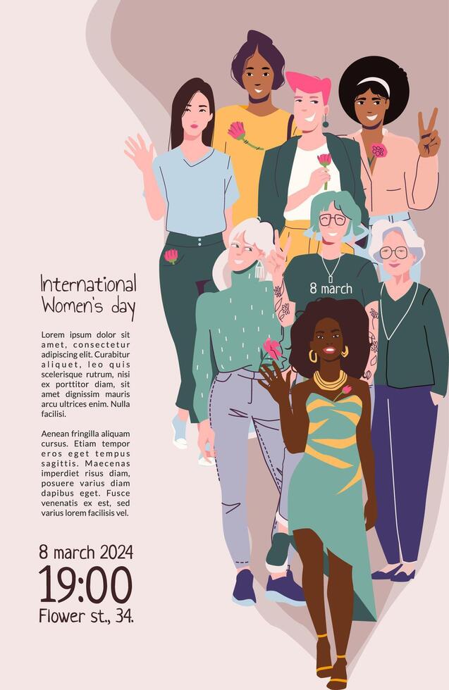 Celebrating International Women's Day - March 8, 2024 vector