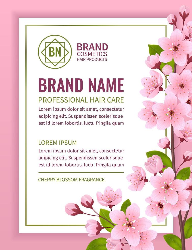 Sakura blossom poster in realistic style vector