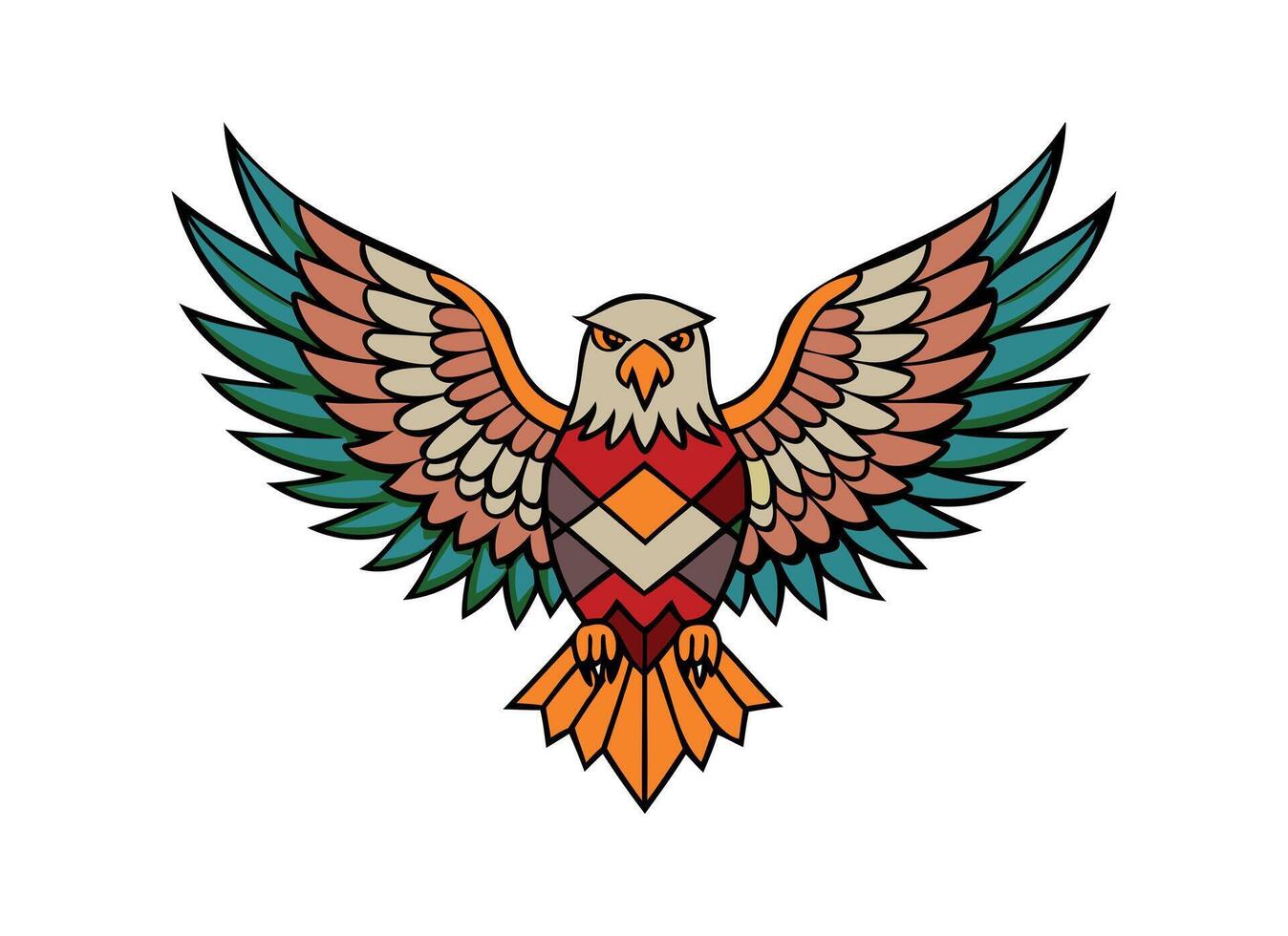 Colorful Geometric Eagle Illustration Vibrant Tribal Art Design vector