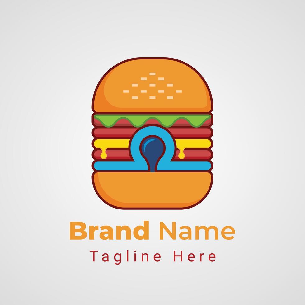 Omega Burger Logo, Combination burger and omega symbol vector