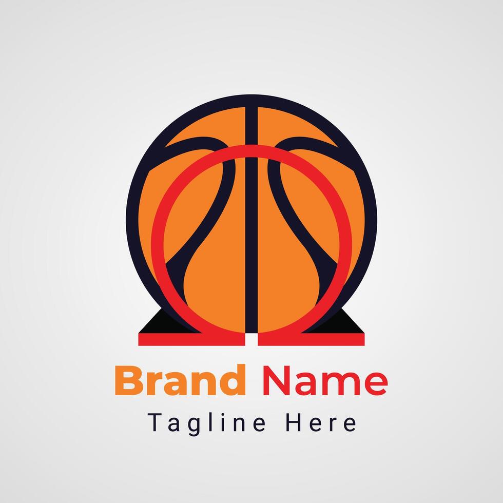 Omega Basketball Logo, combination of basketball and omega symbol vector