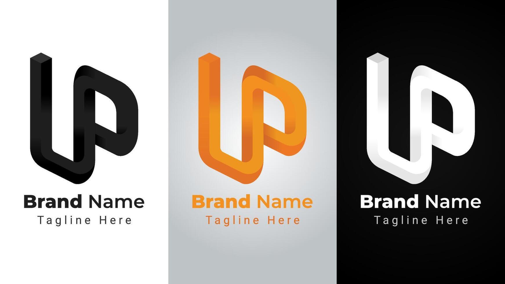 Letter UP Impossible Logo, Elegant and simple logo of letter U and P with 3D shape impossible perspective style vector