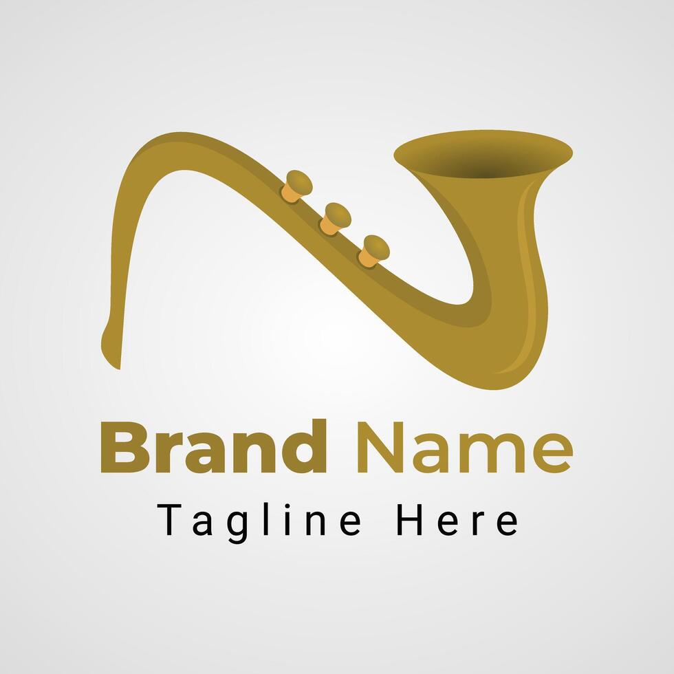 Letter N Saxophone Logo, simple logo of Saxophone Instrument Music form like Letter N vector
