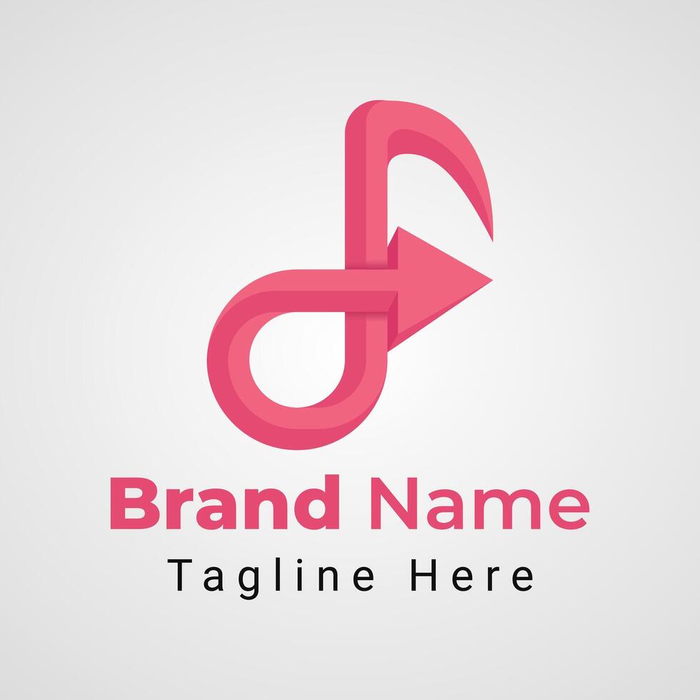 Note Music Arrow Logo, combination of arrow or direction symbol and Music Note logo vector