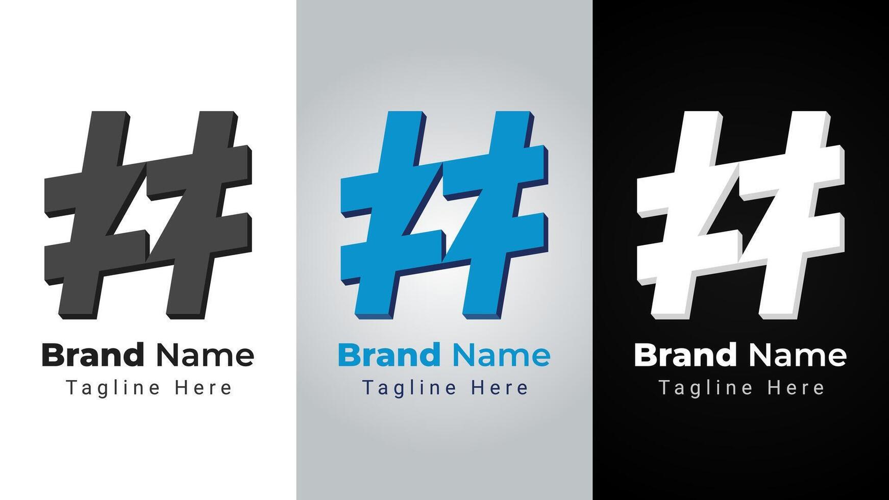 Power Hashtag Logo, Elegant and simple logo of hashtag and bolt or power logo. Can be used as social media brand identity vector