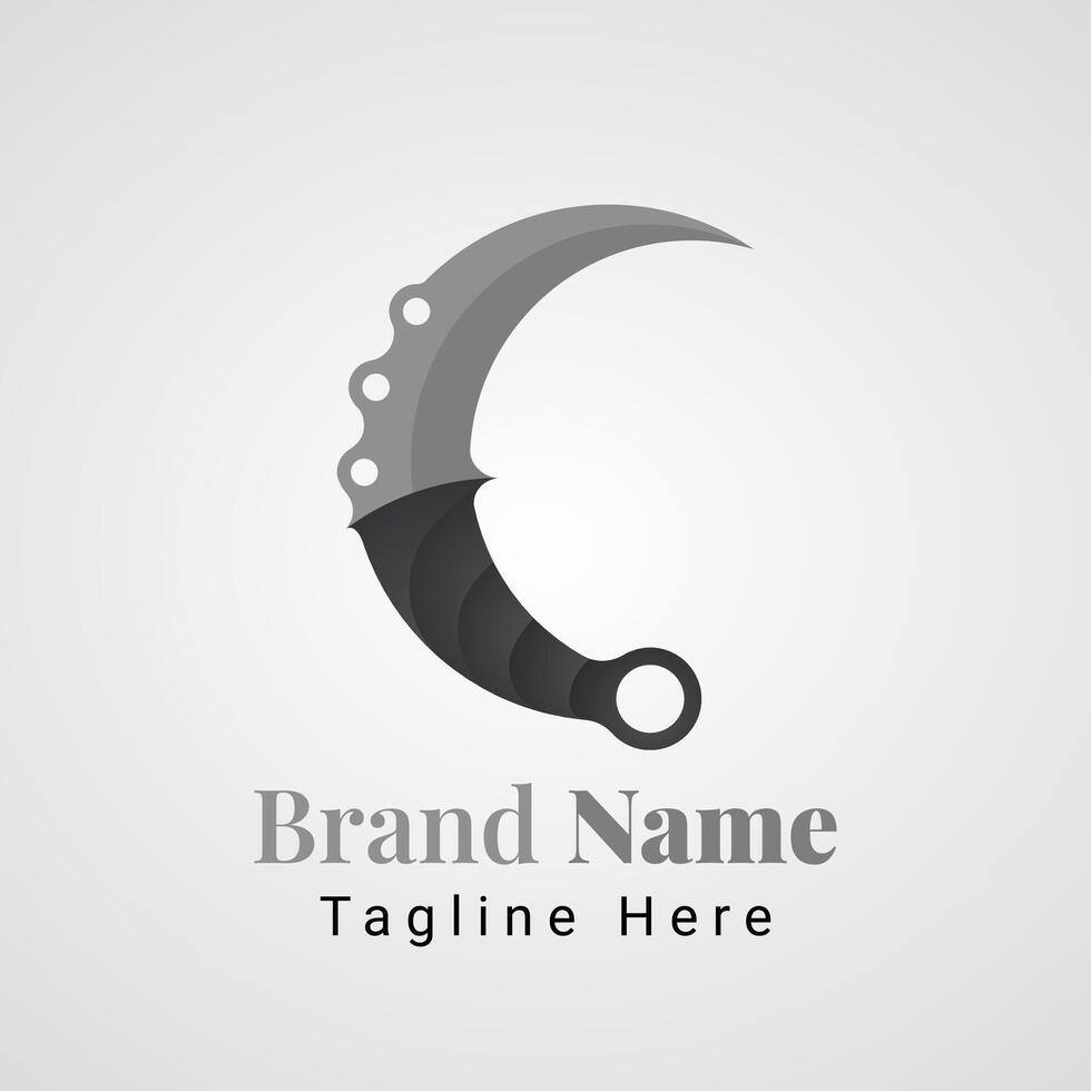 Letter C Karambit Dagger Logo, combination of the traditional Indonesian weapon, karambit dagger in the shape of the letter C vector