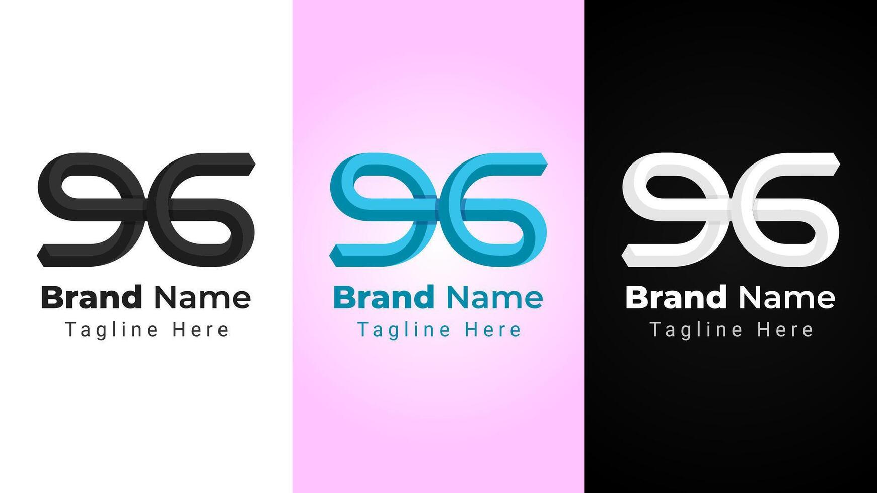 Number 96 Impossible Logo, combination logo of number 9 and 6 with 3D shape impossible perspective style vector