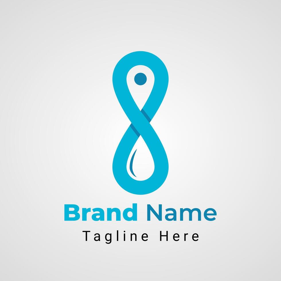 Water Drop Pin Infinity Logo, combinations of infinity logo or number 8 that form negative space of pin and water drop symbol vector