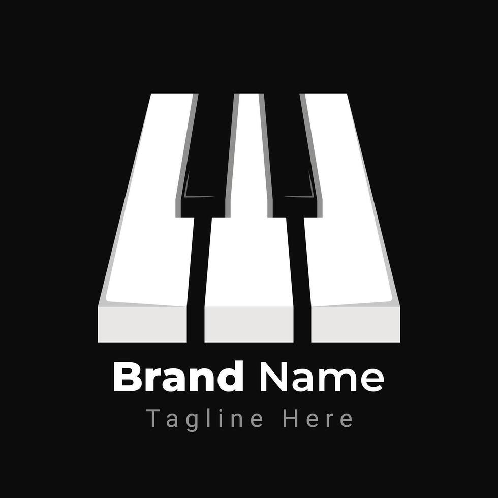 Letter W Piano Logo, combination piano arranged to form the letter W vector