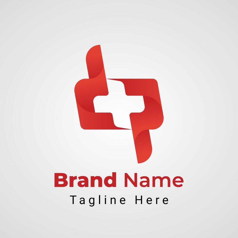 Letter dp Cross Logo, combination of letter d and letter p arranged to form cross or plus negative space vector