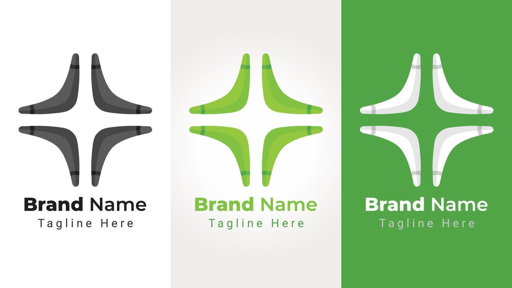 Boomerang Medical Logo, combination of 4 boomerangs arranged to form cross or plus or medical symbol vector