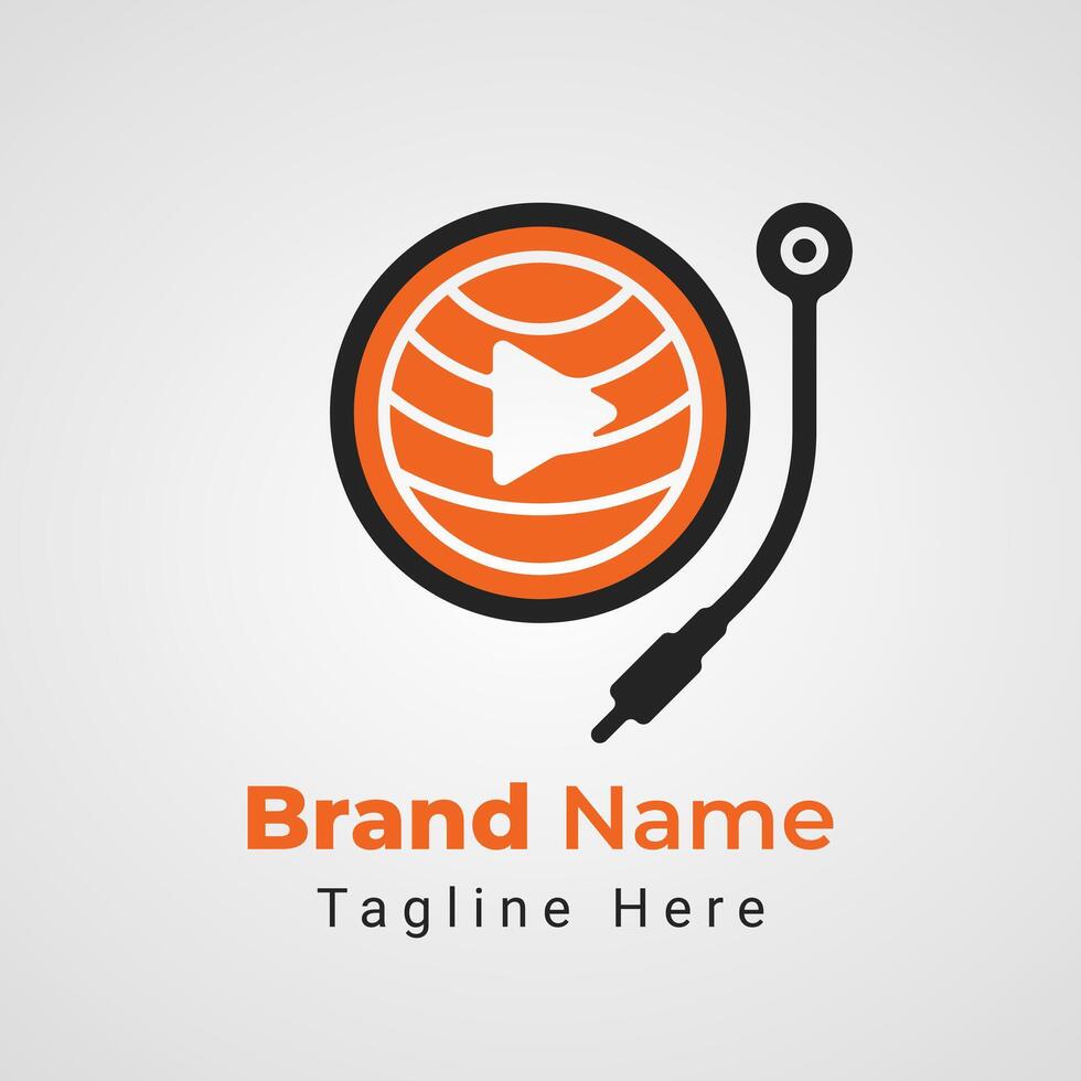 Sushi Music Player Logo, combination of sushi food and music record player. Can be used for Japanese restaurant or cafe logos. vector