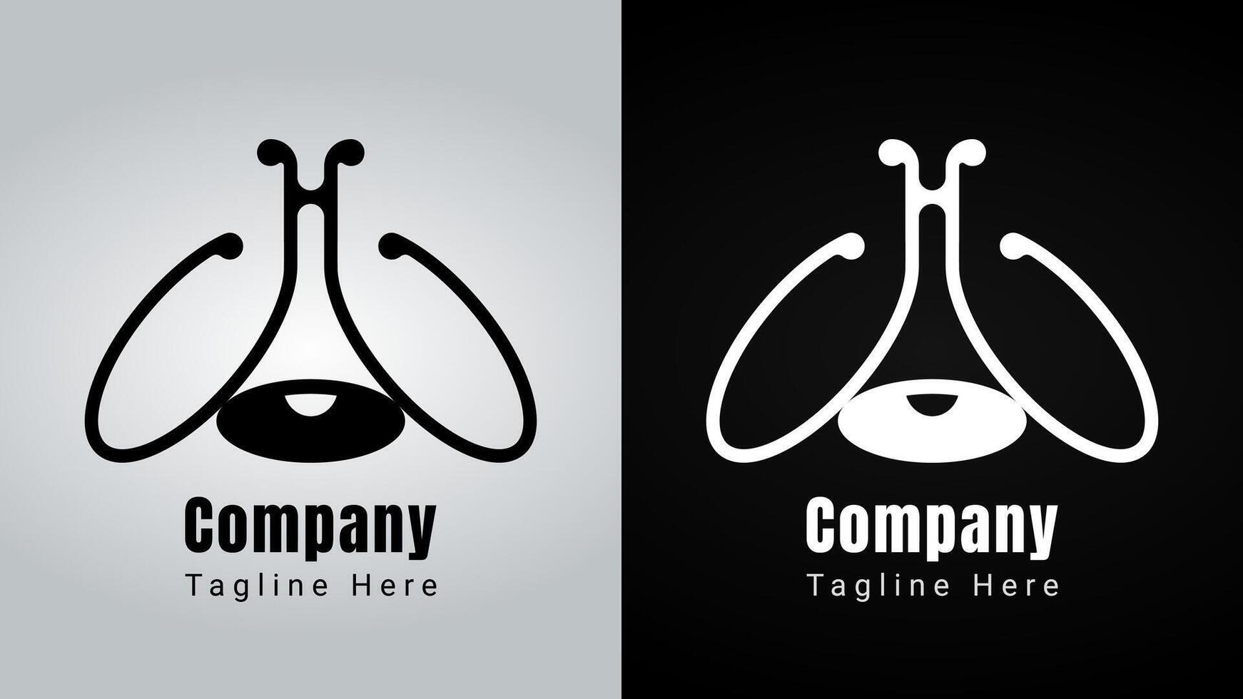 Firefly Lamp Letter HW Logo, combination logo of the letters H and W with a negative space lamp that forms a firefly insect animal vector
