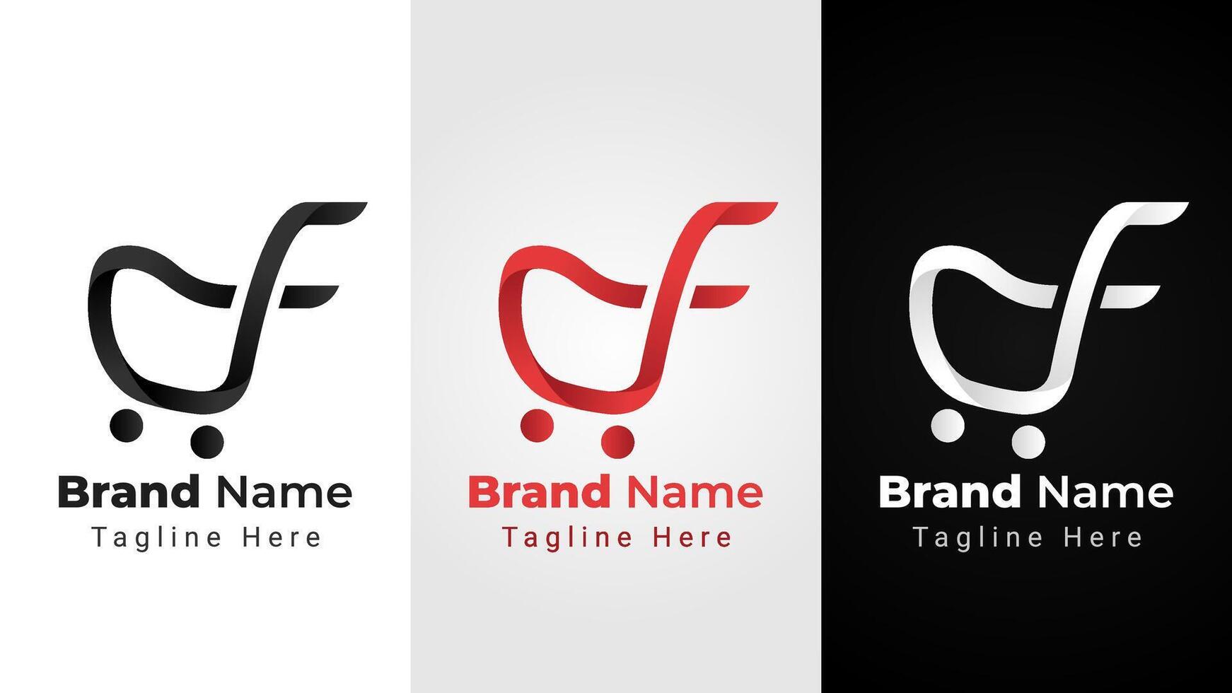 Letter df Trolley Logo, Elegant and simple logo of letter d and f arranged that forms trolley for shop vector
