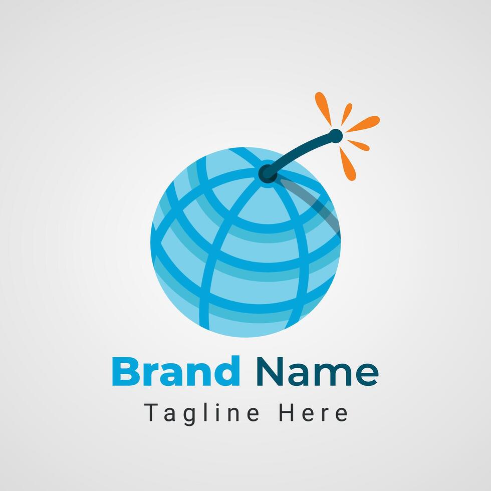 Bomb Globe Logo, combination of bomb and globe sphere vector