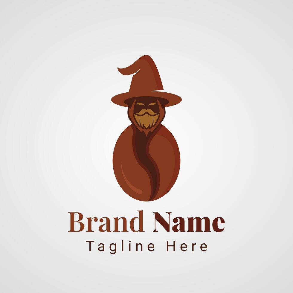 Wizard Coffee Logo, combination between coffee and Wizard mascot vector