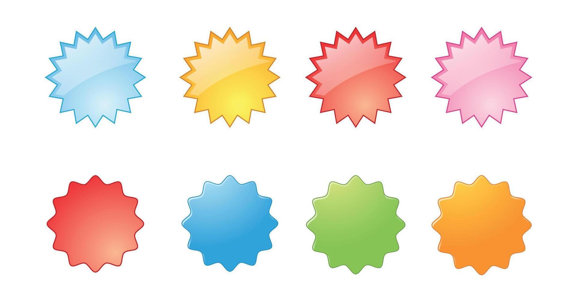 Set of colored stickers isolated on white. Starburst Sale Stickers. Graphics vector