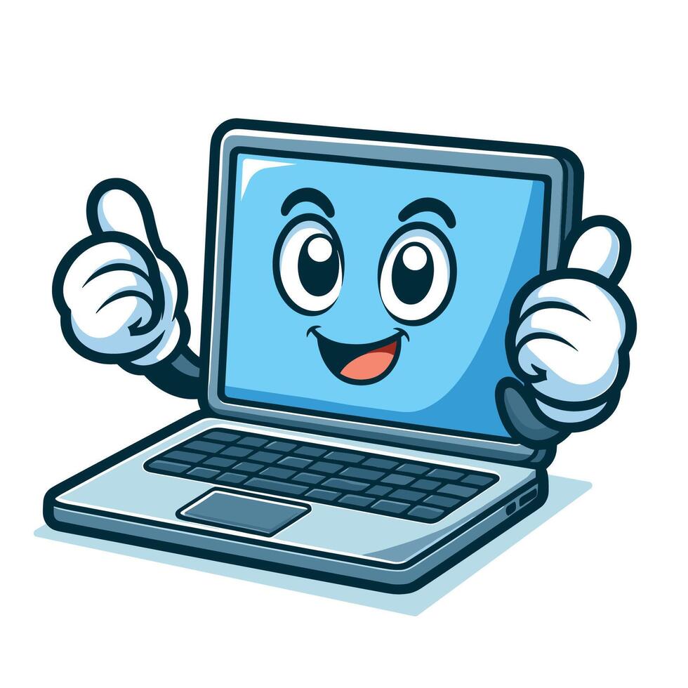 Smiling Laptop with Business and Technology Mascot Concept vector