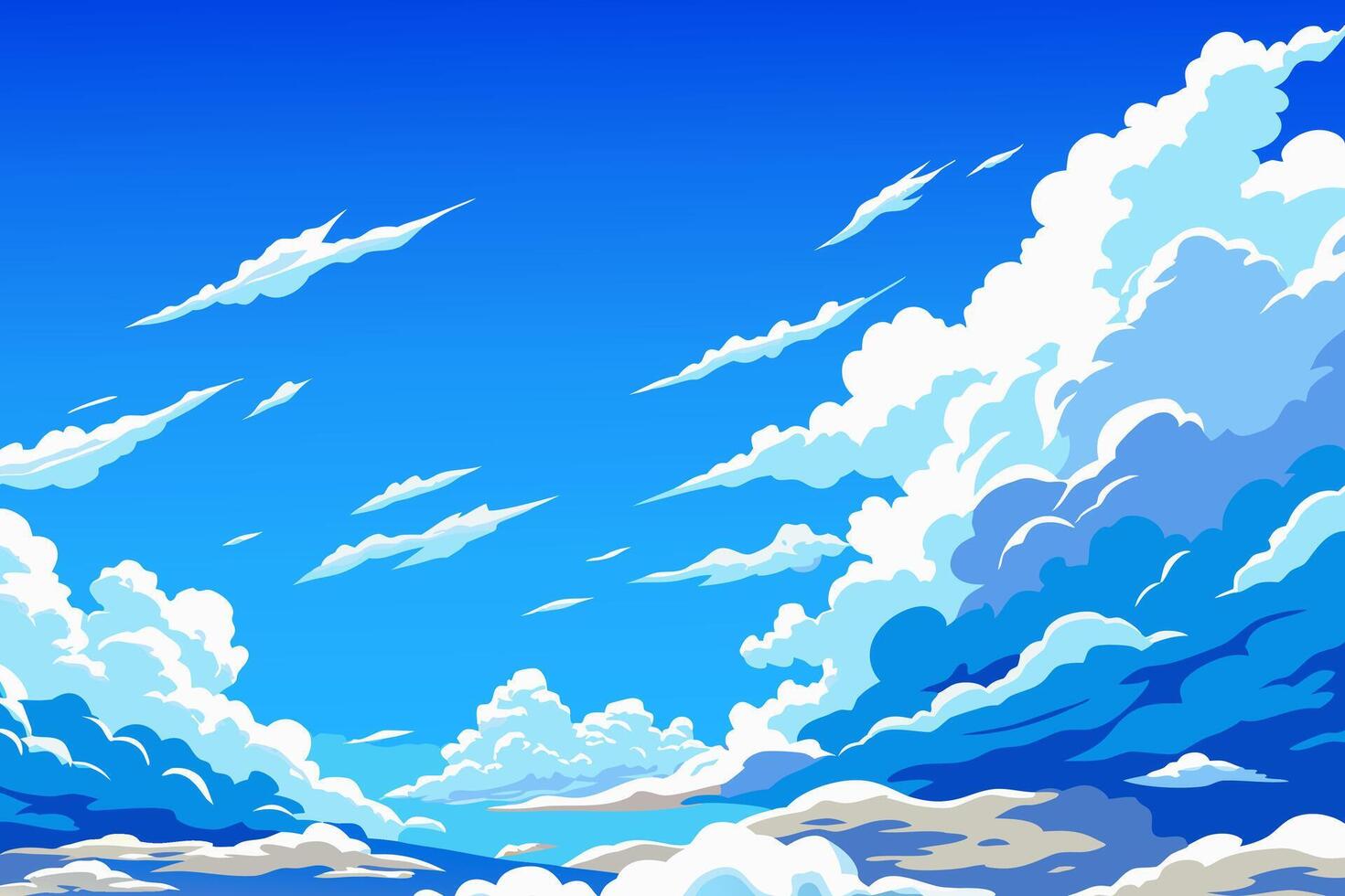 An anime style illustration of clouds in the sky vector