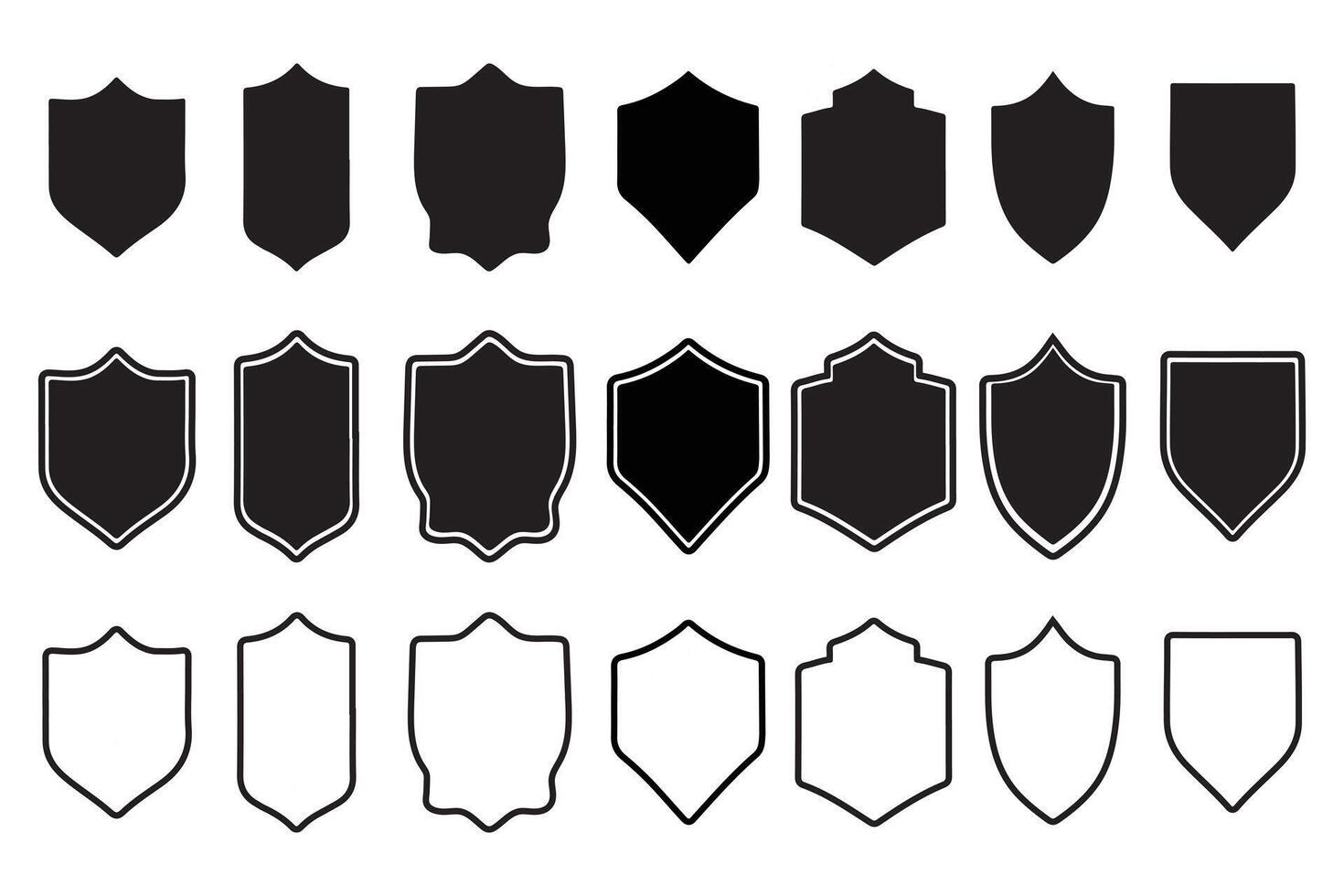 Shield icon set shield security line icons. Badge quality symbol. vector