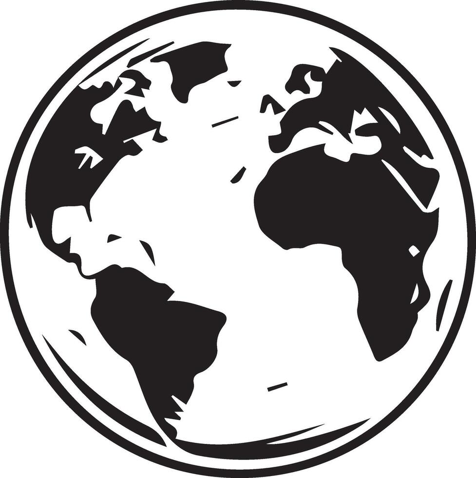 a black and white earth globe icon vector