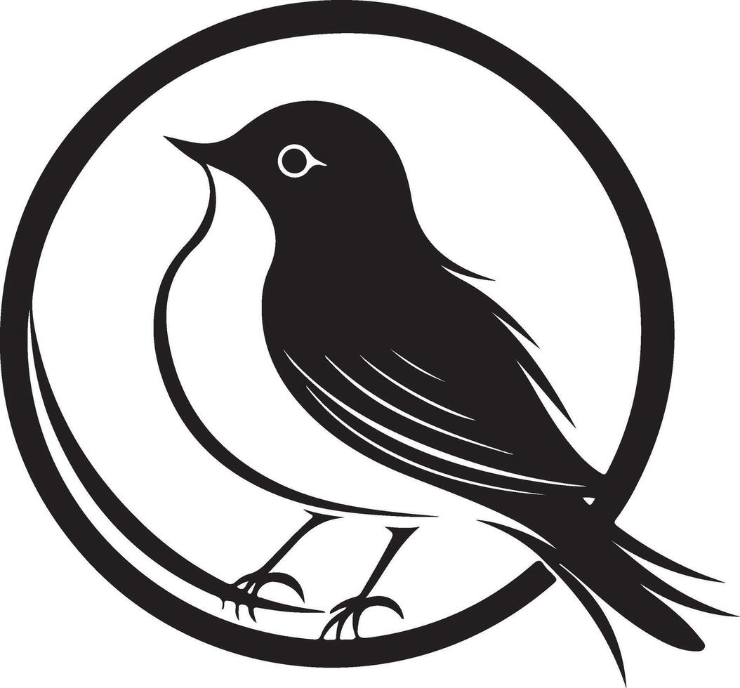 a black and white bird in a circle vector