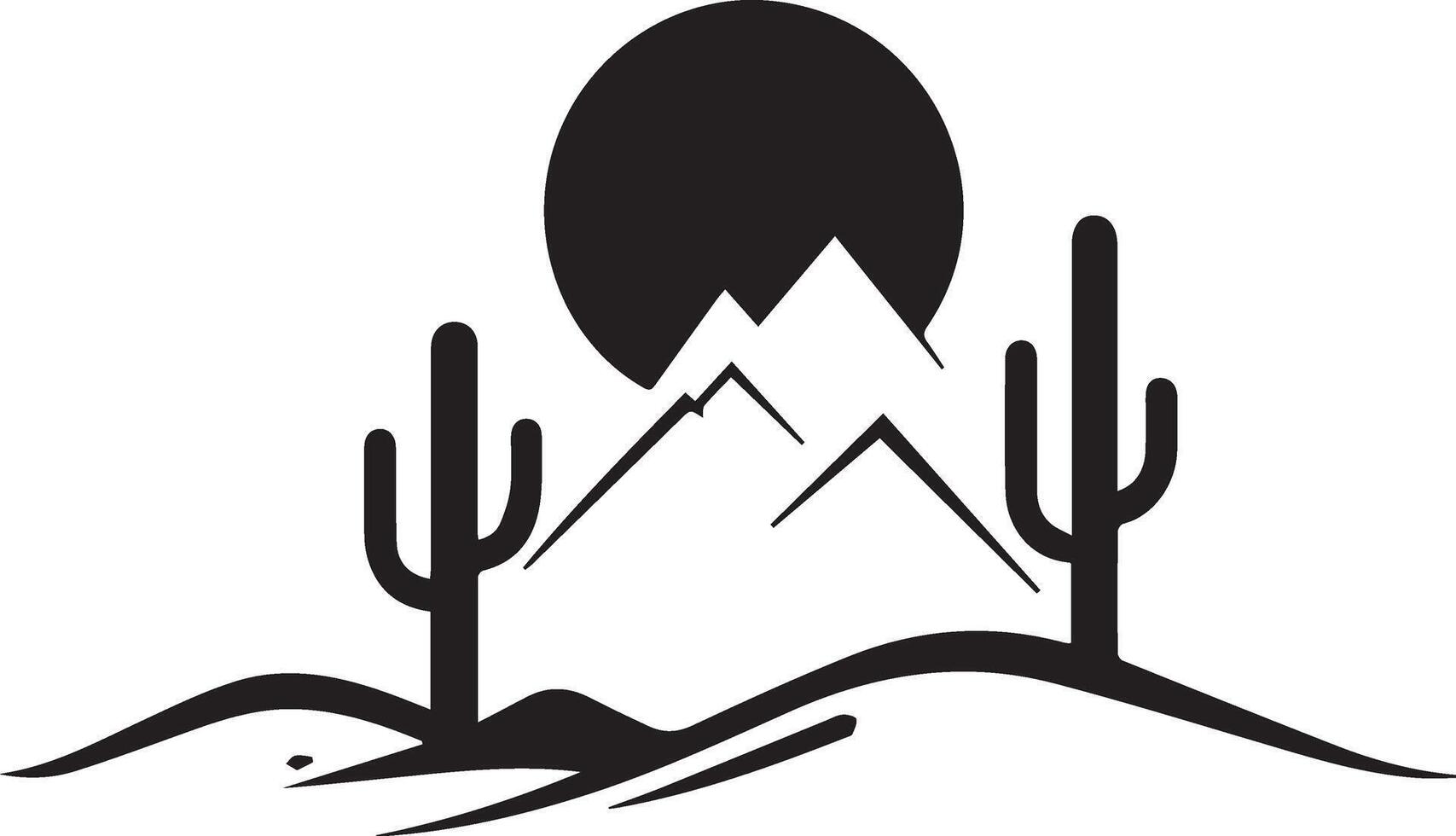 a desert landscape with cactus and mountains vector