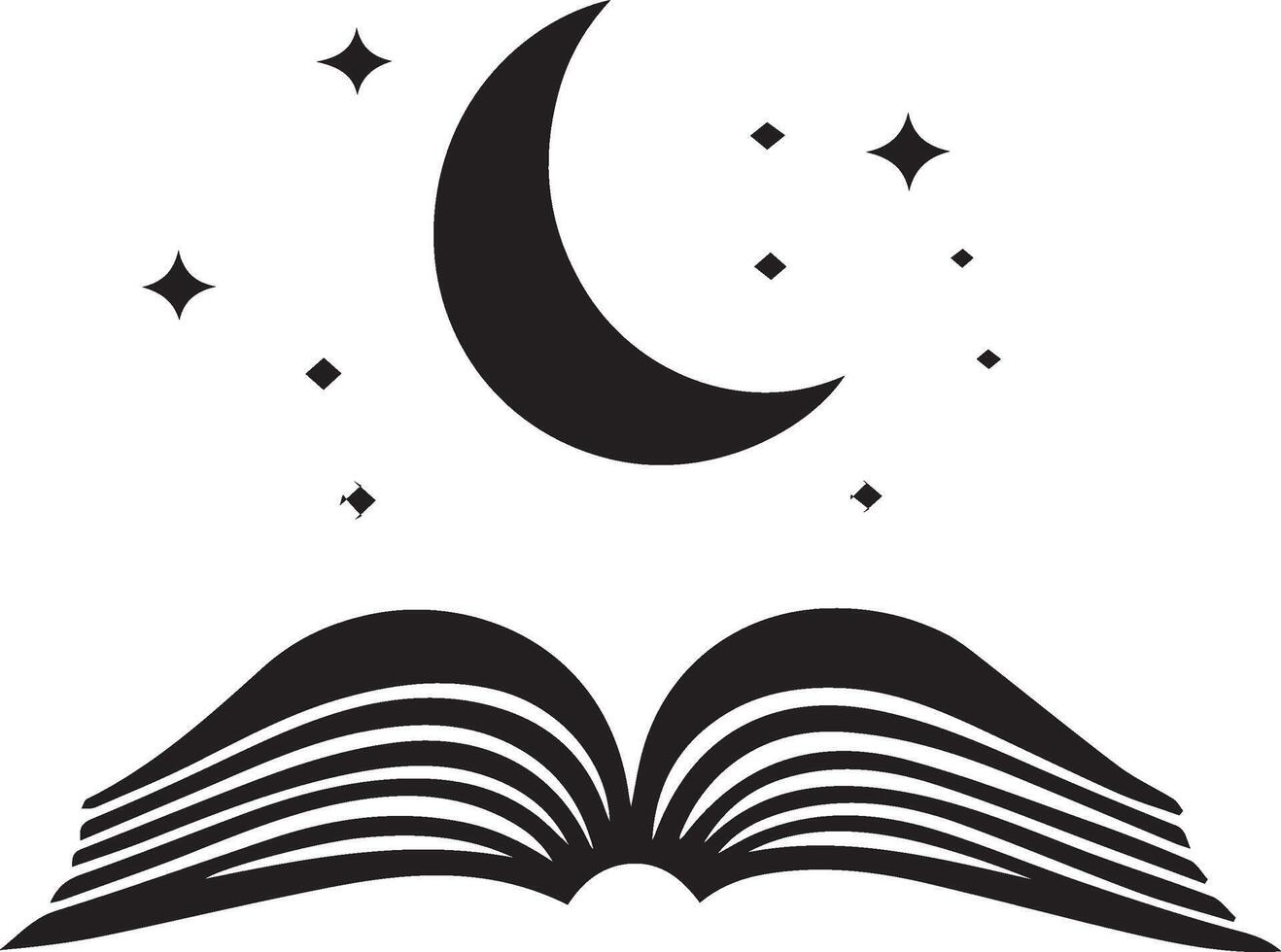 an open book with a crescent and stars on it vector