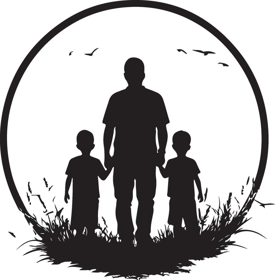 silhouette of a father and his two sons vector