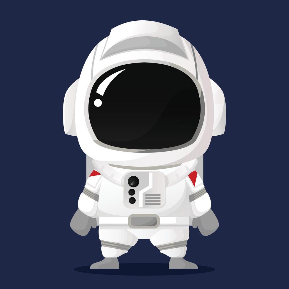 Astronaut chibi cute flat art simple illustration big head with detail and moveable part perfect for kids book cover or design asset vector