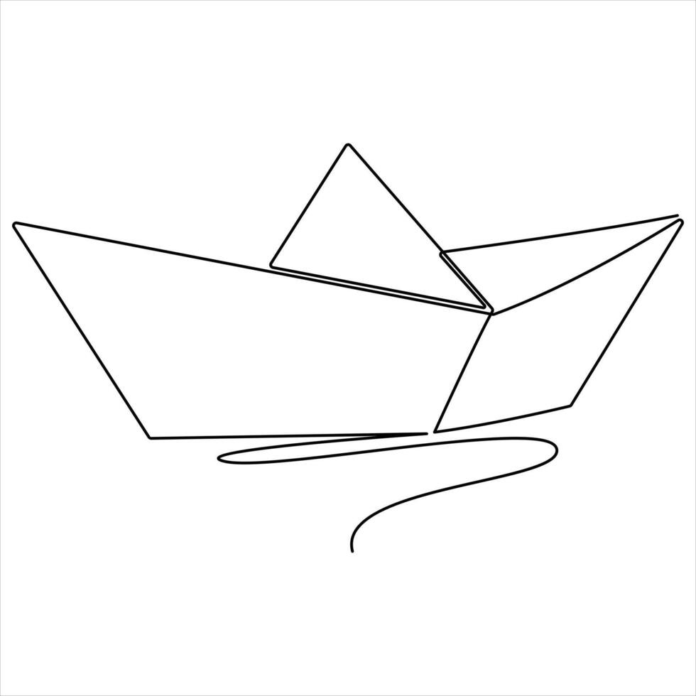 Continuous Paper boat one line continuous single line art vector