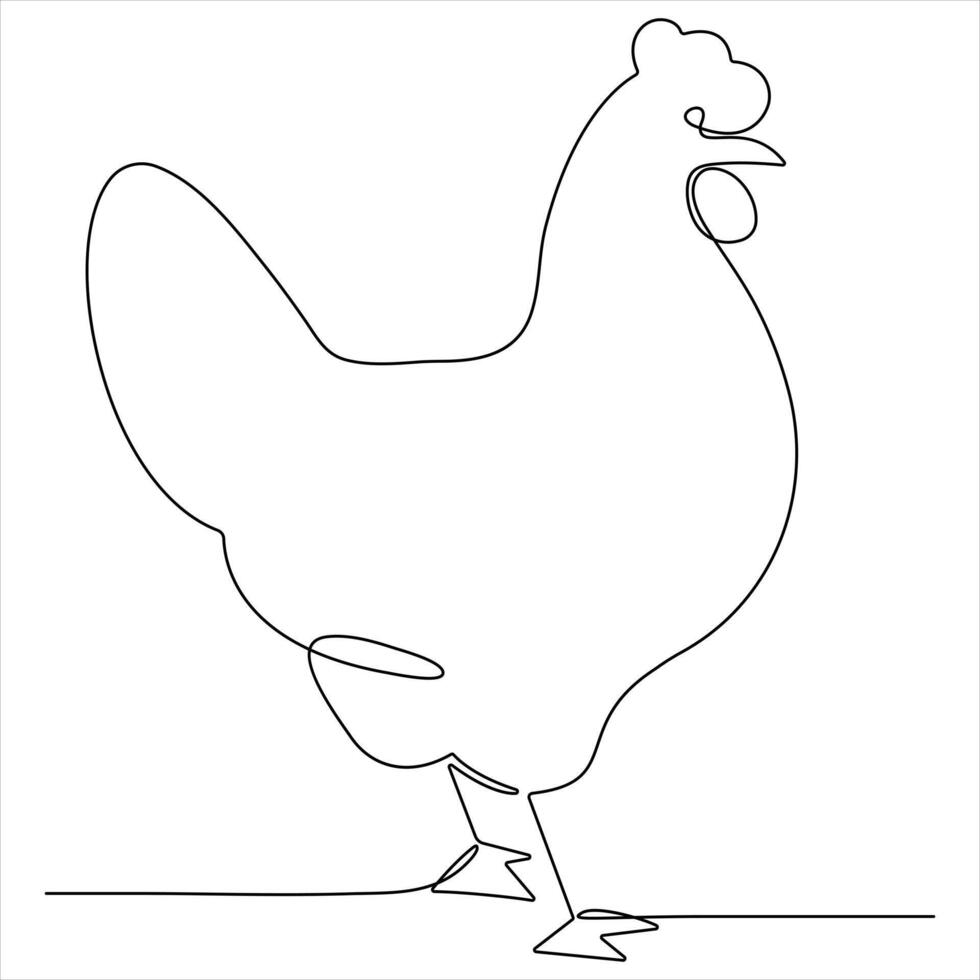 Chicken chicken hen single line continuous single line art vector