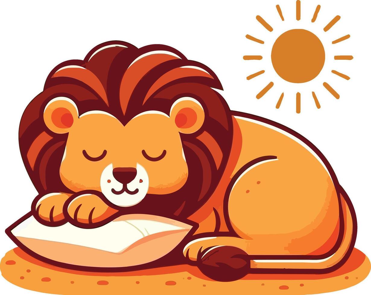 A cartoon lion sleeping on a pillow vector