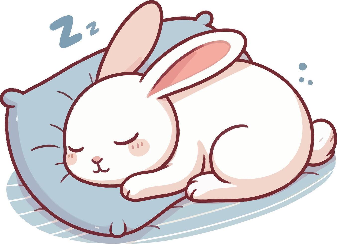 A cartoon white rabbit sleeping on a pillow vector